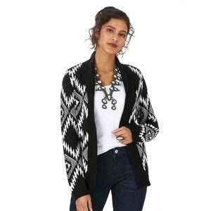 Wrangler Retro Women's Long Sleeve Southwestern Print Shawl Collar Sweater
